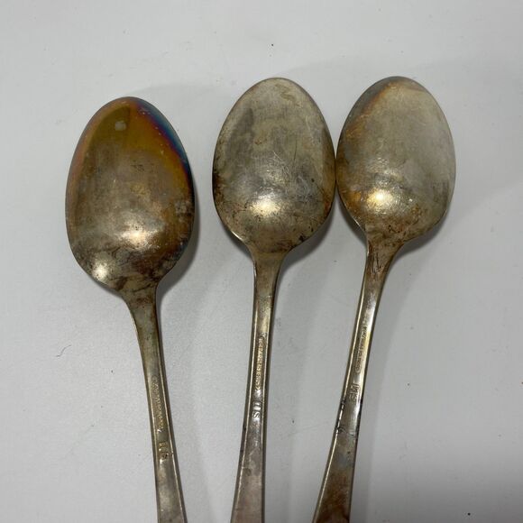 Lot of 3 Vintage 1847 Rogers Bros IS Silverplate Spoon Art Deco Pattern Flatware - Picture 6 of 7